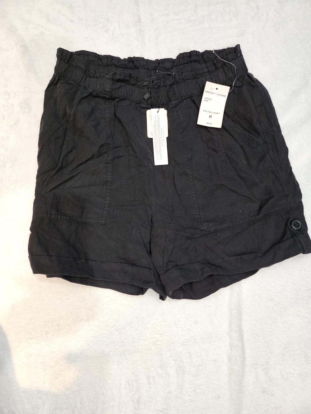 Sanctuary Black Elastic Waist Utility Shorts